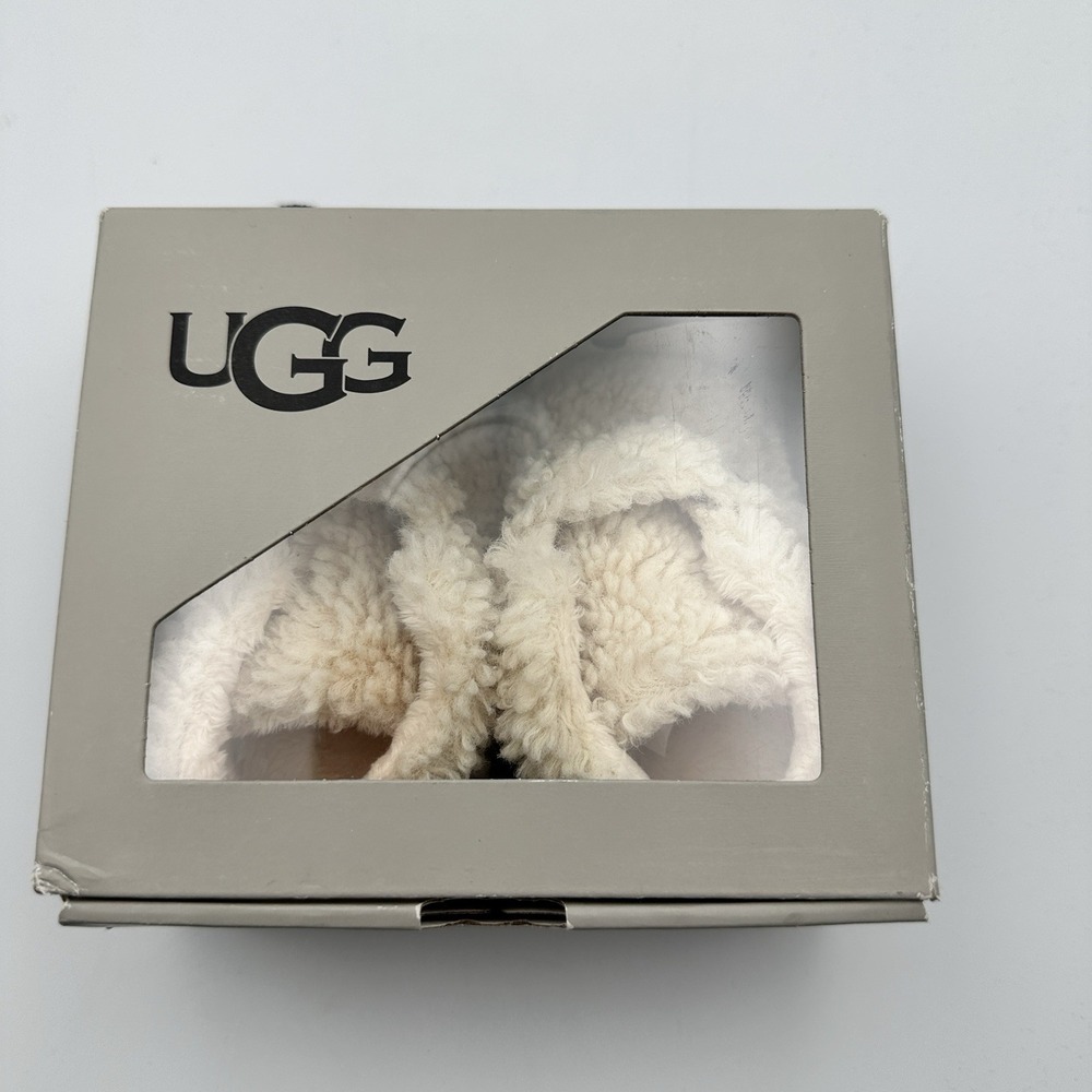 UGG Bixbee Ankle Boots Toddler Natural Curly‎ Faux Fur Slip On Kids Size 2/3
